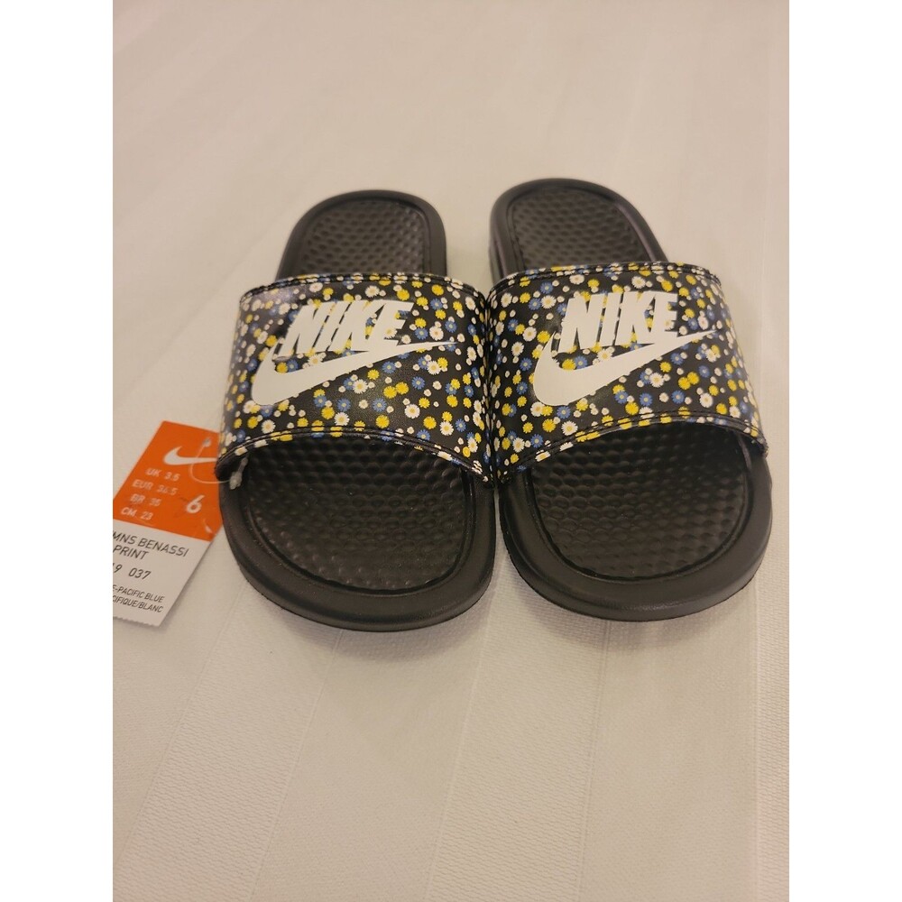 Size W6- Nike Benassi JDI Black/White Women's Slides Sandals 618919 037 New